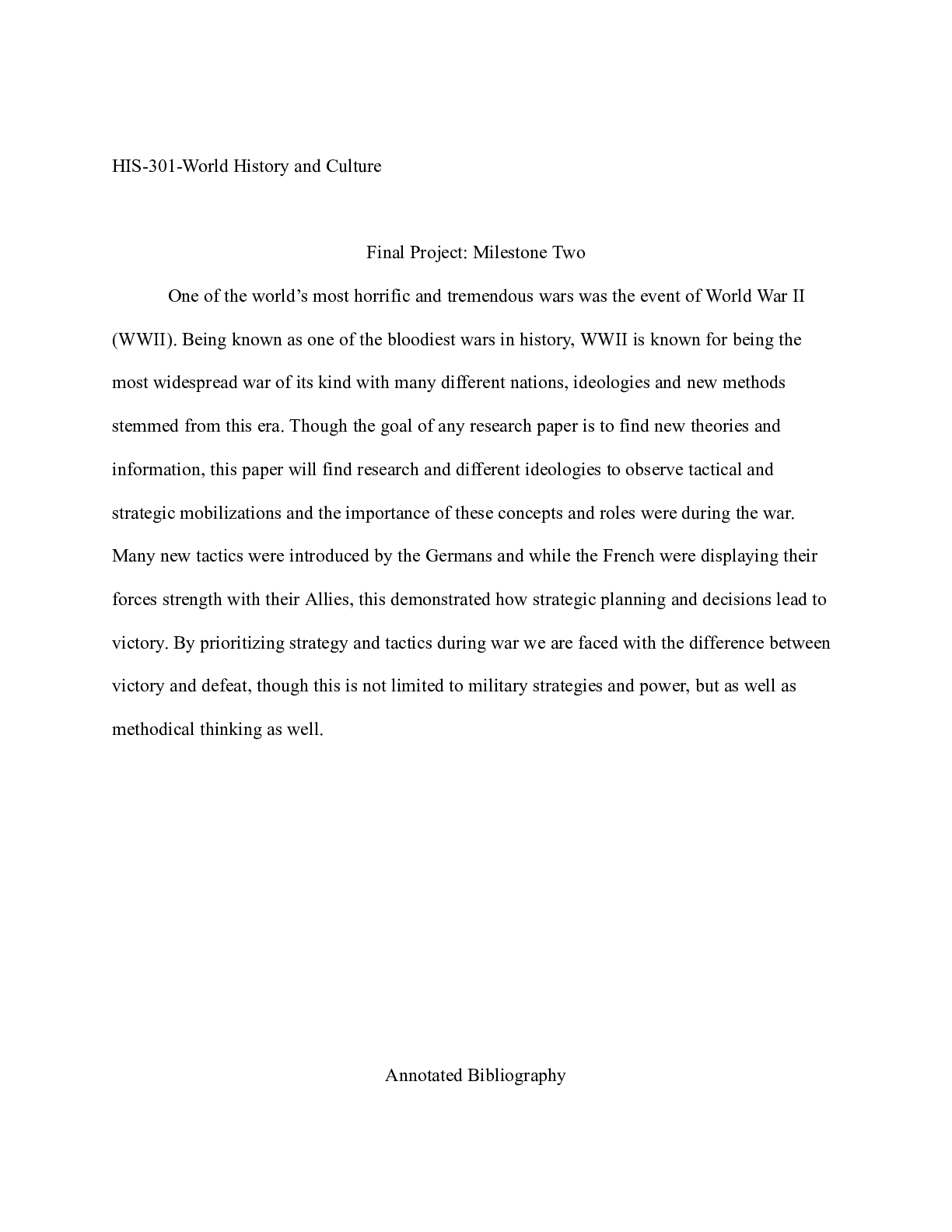 Preview image for HIS301 Milestone Two.docx    HIS-301-World History and Culture  Final Project: Milestone T